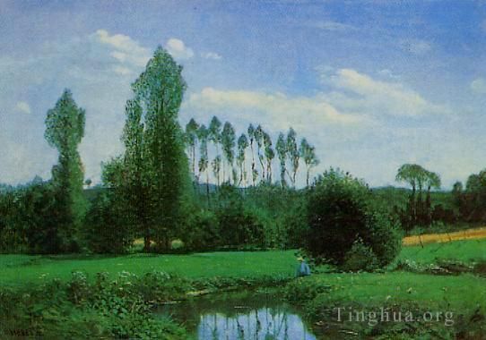 Claude Monet Oil Painting - View near Rouelles
