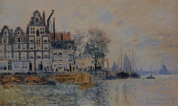 Claude Monet Oil Painting - View of Amsterdam