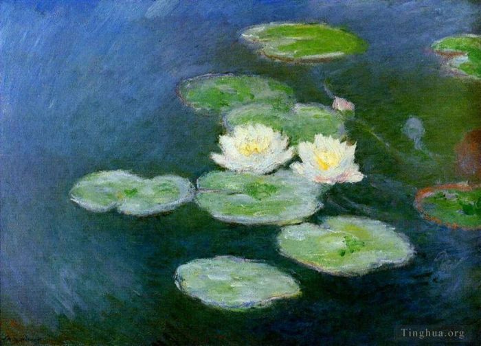Claude Monet Oil Painting - Water Lilies Evening Effect