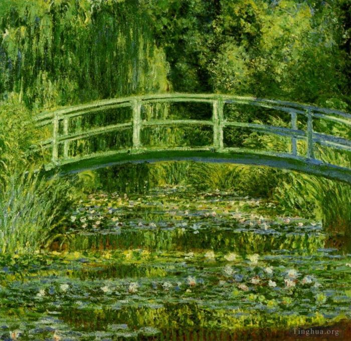 Claude Monet Oil Painting - The Water-Lily Pond 1897 (Water Lilies and Japanese Bridge)