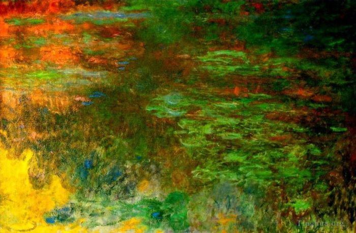Claude Monet Oil Painting - Water Lily Pond Evening right panel