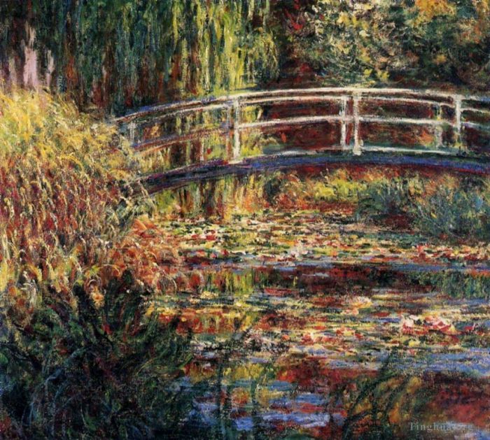 Claude Monet Oil Painting - Water Lily Pond Symphony in Rose