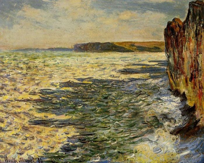 Claude Monet Oil Painting - Waves and Rocks at Pourville