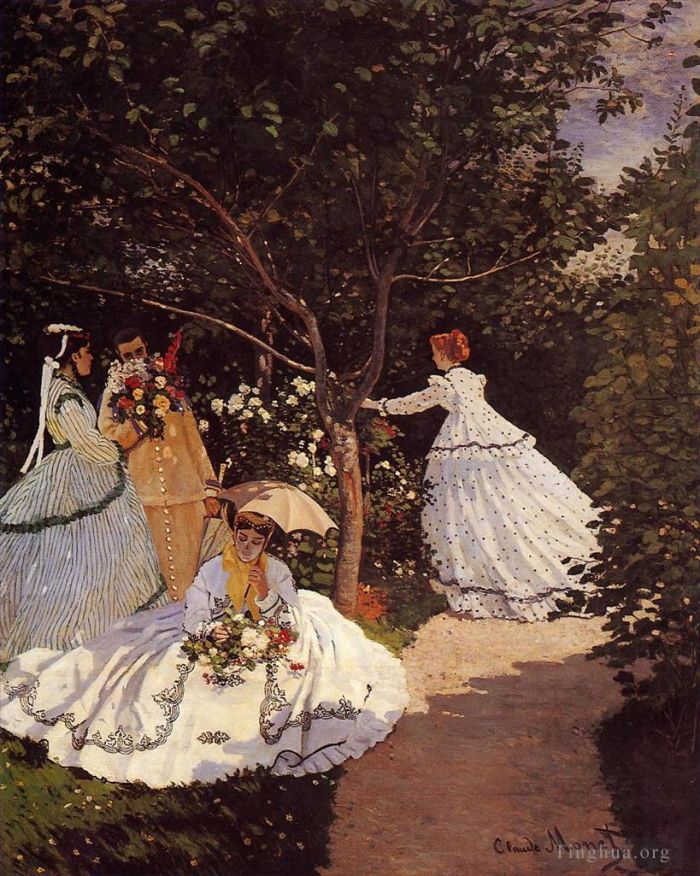 Claude Monet Oil Painting - Women in the Garden