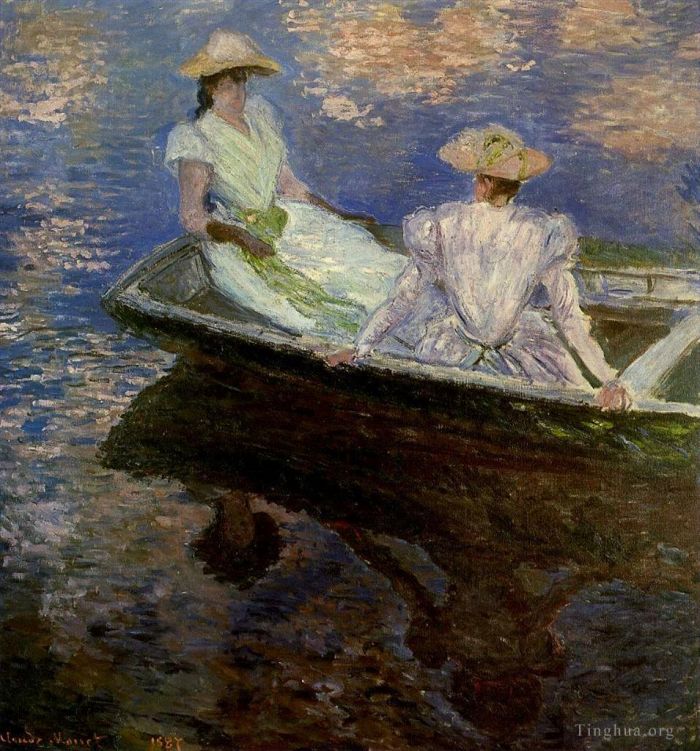 Claude Monet Oil Painting - Young Girls in a Row Boat