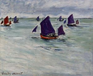 Artist Claude Monet's Work - Fishing Boats off Pourville