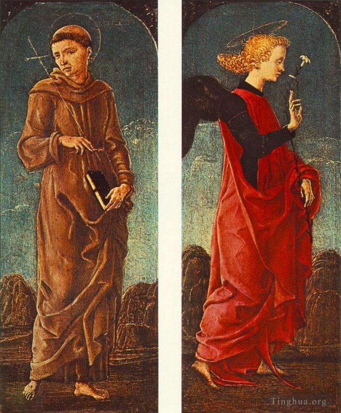 Cosme Tura Various Paintings - St Francis Of Assisi And Announcing Angel