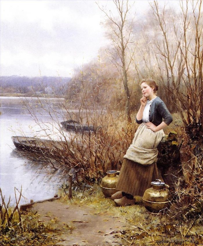 Daniel Ridgway Knight Oil Painting - A Lovely Thought