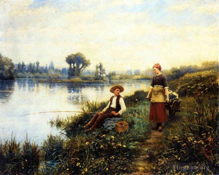Daniel Ridgway Knight Oil Painting - A Passing Conversation