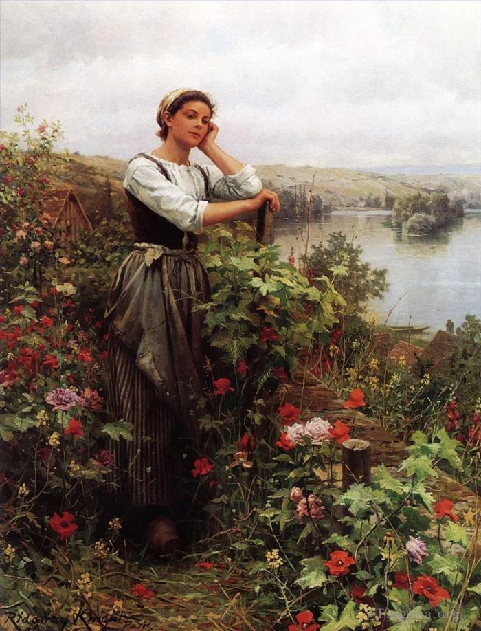 Daniel Ridgway Knight Oil Painting - A Pensive Moment2