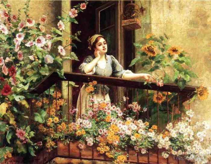 Daniel Ridgway Knight Oil Painting - A Pensive Moment