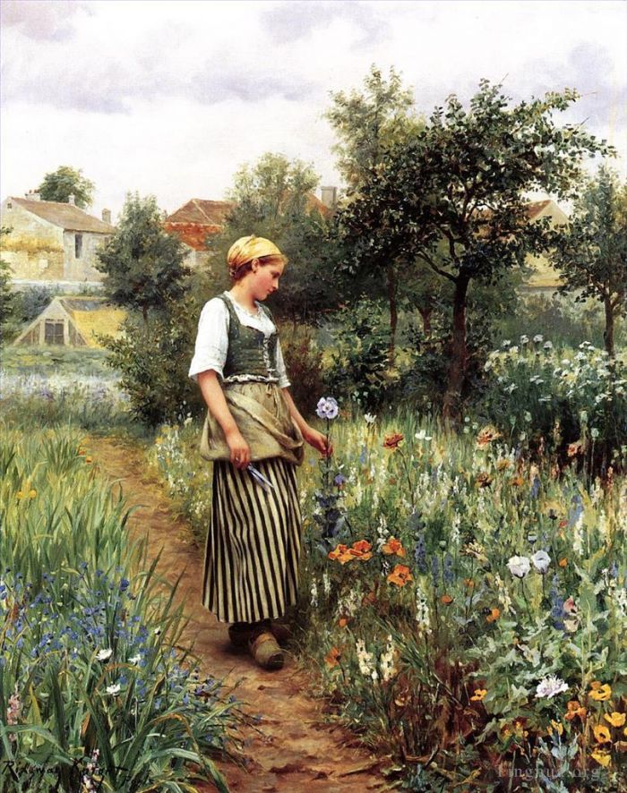 Daniel Ridgway Knight Oil Painting - In the Garden