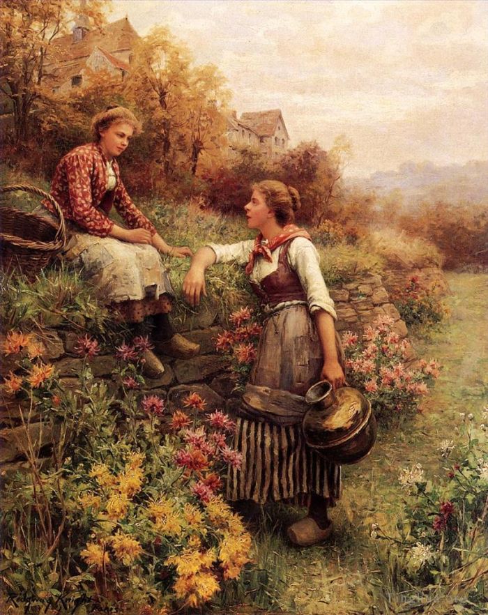 Daniel Ridgway Knight Oil Painting - Marie and Diane