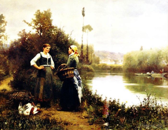 Daniel Ridgway Knight Oil Painting - On the Way to Market