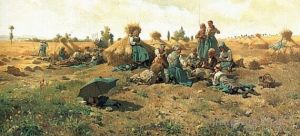 Artist Daniel Ridgway Knight's Work - Peasants Lunching in a Field