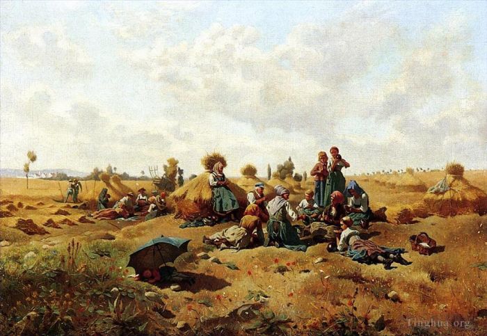 Daniel Ridgway Knight Oil Painting - Resting Harvesters