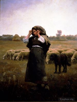 Artist Daniel Ridgway Knight's Work - Shepardess and her Flock
