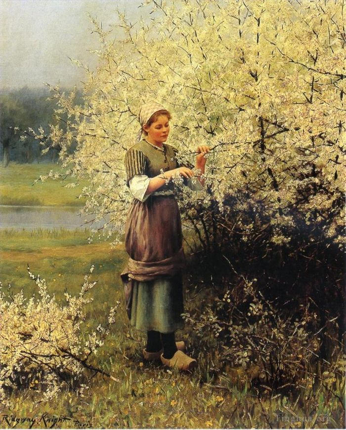 Daniel Ridgway Knight Oil Painting - Spring Blossoms
