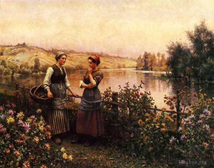 Daniel Ridgway Knight Oil Painting - Stopping for Conversation