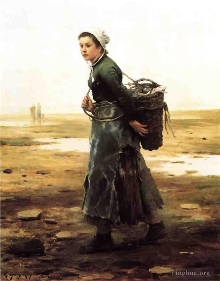 Daniel Ridgway Knight Oil Painting - The Oyster Gatherer