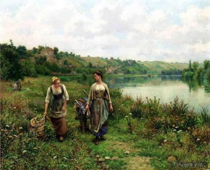Daniel Ridgway Knight Oil Painting - The Seine at Vernon