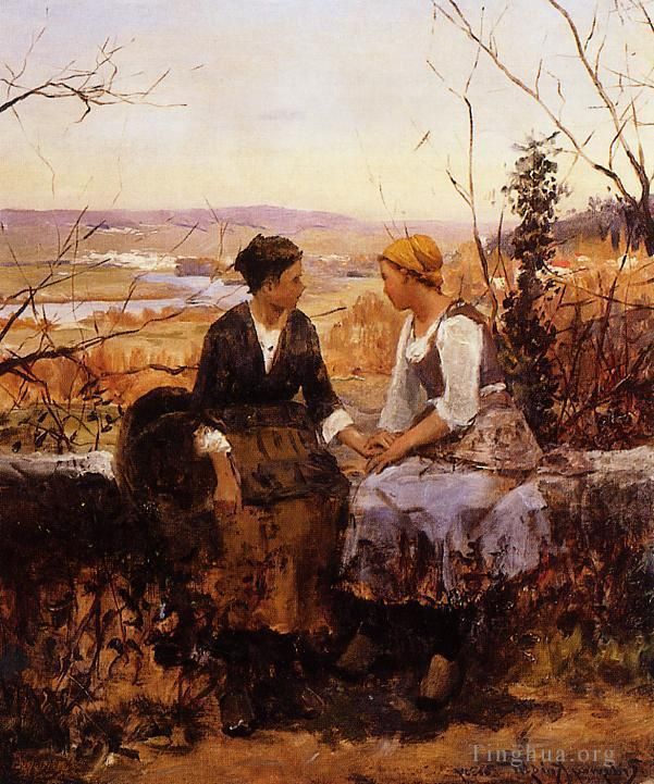 Daniel Ridgway Knight Oil Painting - The Two Friends