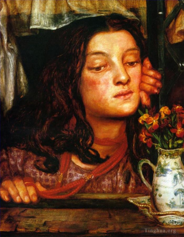 Dante Gabriel Rossetti Oil Painting - Girl at a Lattice