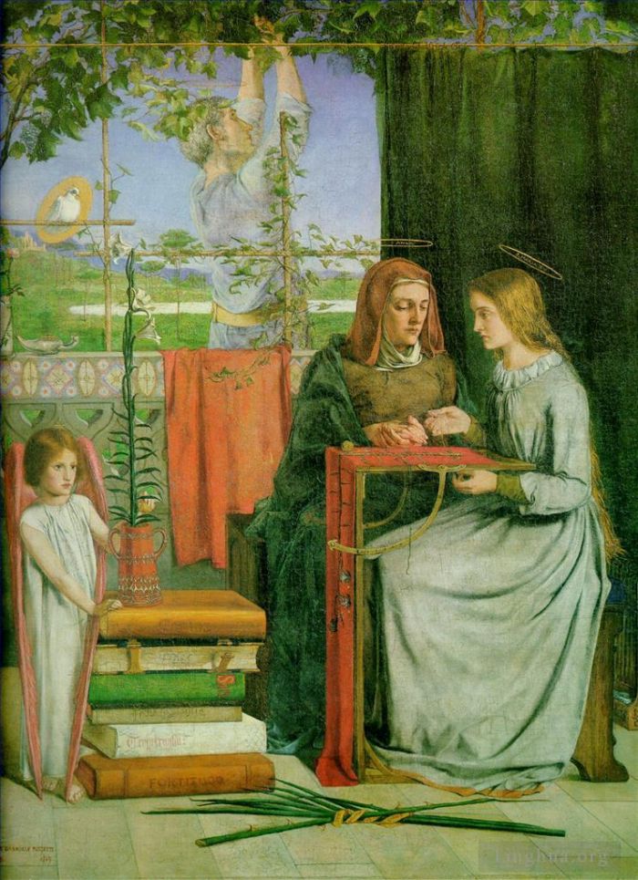 Dante Gabriel Rossetti Oil Painting - The Childhood of the Virgin