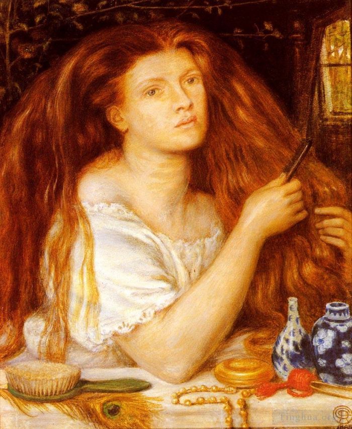 Dante Gabriel Rossetti Oil Painting - Woman Combing Her Hair