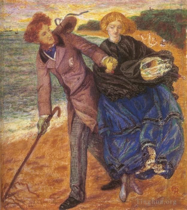 Dante Gabriel Rossetti Oil Painting - Writing on the Sand