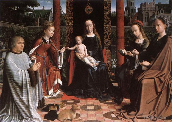 Gerard David Oil Painting - The Mystic Marriage of St Catherine