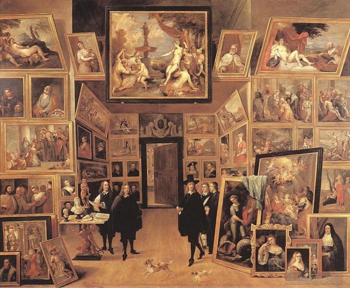 David Teniers the Younger Oil Painting - Archduke Leopold Wilhelm In His Gallery 1647