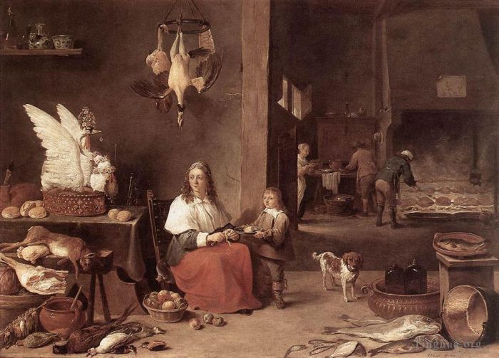 David Teniers the Younger Oil Painting - Kitchen Scene 1644