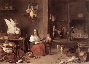 Artist David Teniers the Younger's Work - Kitchen Scene 1644