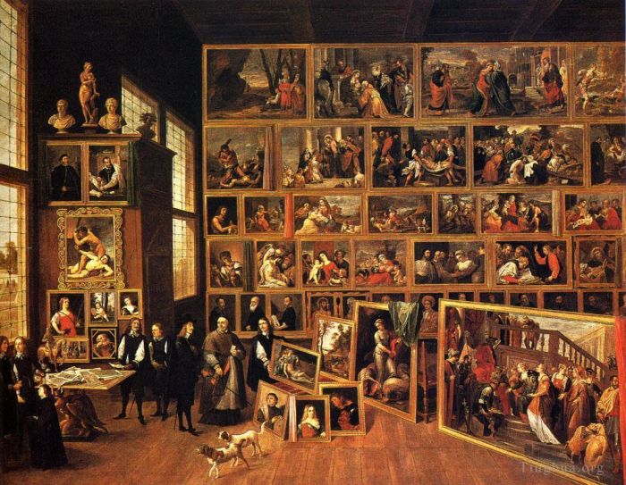 David Teniers the Younger Oil Painting - The Archduke Leopold Wilhelm s Studio