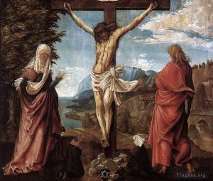 Artist Denis van Alsloot's Work - Christ On The Cross Between Mary And St John