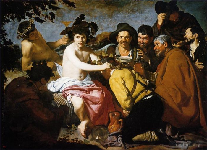 Diego Velazquez Oil Painting - The Feast of Bacchus (The Triumph of Bacchus or Los borrachos)