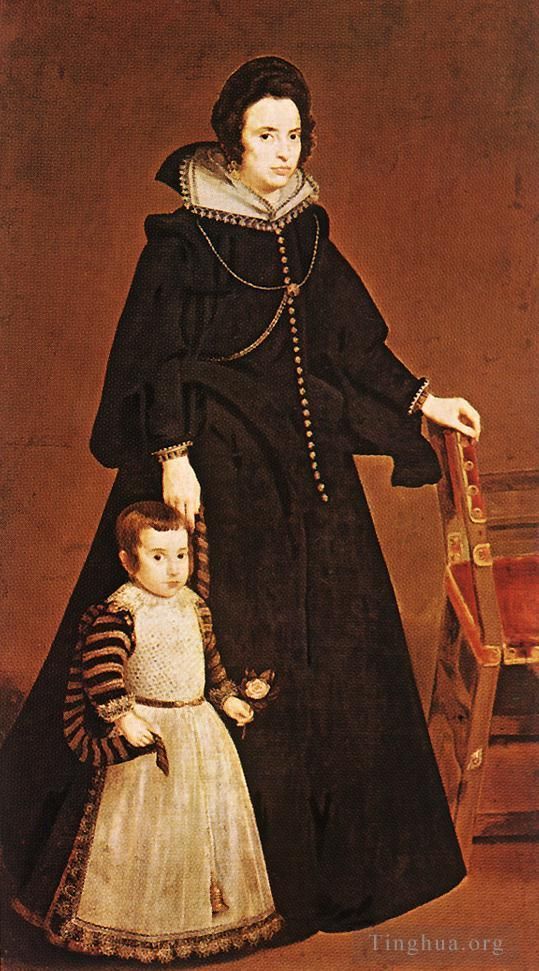 Diego Velazquez Oil Painting - Dona Antonia de Ipenarrieta y Galdos and her Son Luis