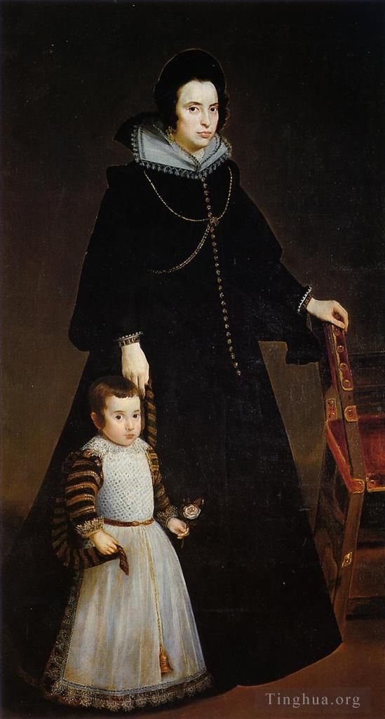 Diego Velazquez Oil Painting - Dona Antonia de Ipenarrieta y Galdos with Her Son