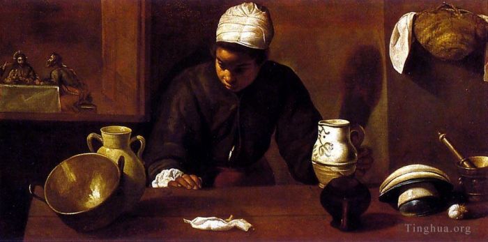Diego Velazquez Oil Painting - Kitchen Scene With The Supper In Emmaus