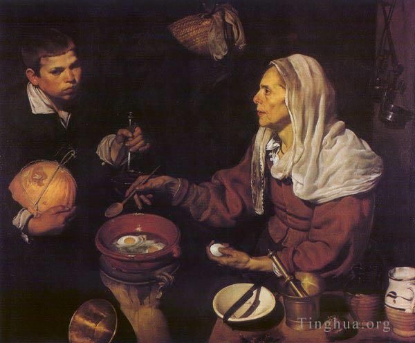 Diego Velazquez Oil Painting - Old Woman Frying Eggs
