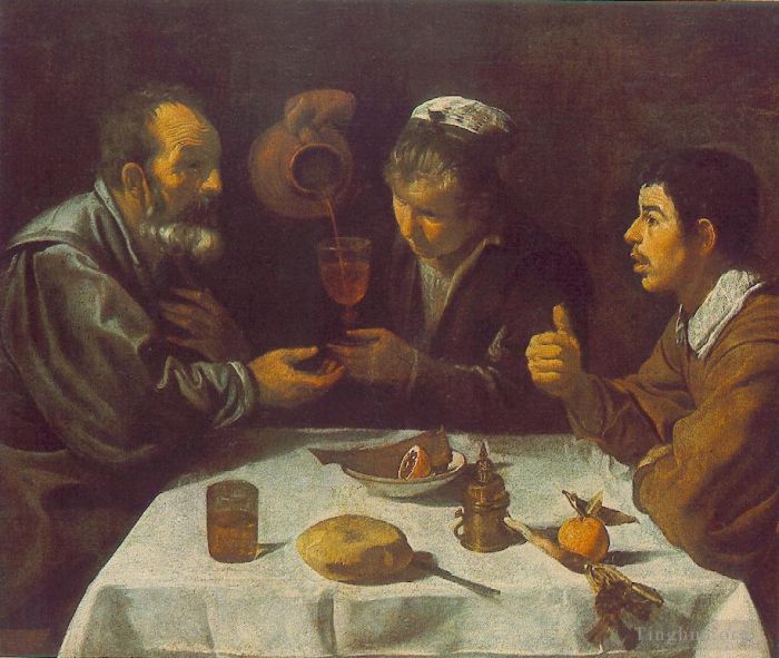 Diego Velazquez Oil Painting - The Farmers Lunch (Peasants at the table)