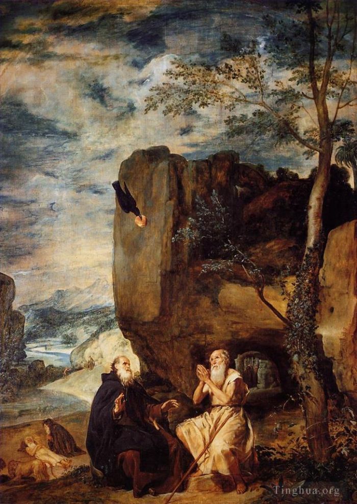 Diego Velazquez Oil Painting - Saint Anthony Abbot and Saint Paul the Hermit