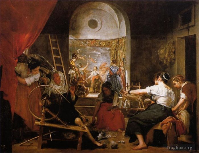Diego Velazquez Oil Painting - The Spinners (The Fable of Arachne)