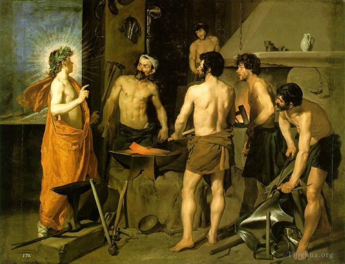 Diego Velazquez Oil Painting - Vulcan’s Forge