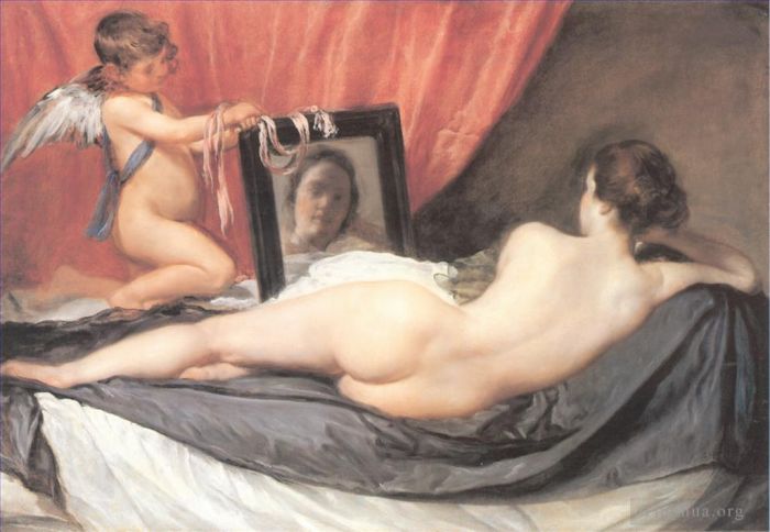 Diego Velazquez Oil Painting - The Toilet of Venus (Venus at her Mirror or The Rokeby Venus)