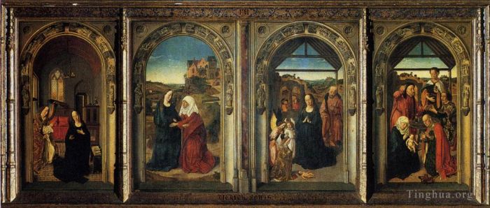 Dirk Bouts Oil Painting - 0Bouts Dirck Polyptych Showing The Annunciation