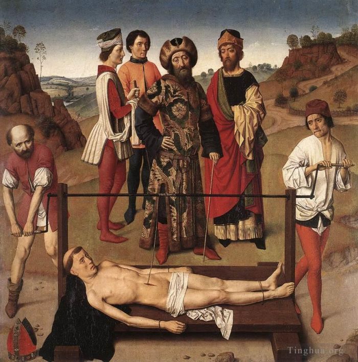 Dirk Bouts Oil Painting - Martyrdom Of St Erasmus Central Panel