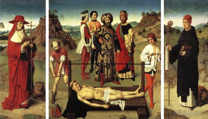 Dirk Bouts Oil Painting - Martyrdom Of St Erasmus Triptych