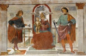 Artist Domenico Ghirlandaio's Work - Madonna And Child With St Sebastian And St Julian